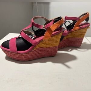 {Nine West} Orange & Pink Wedges